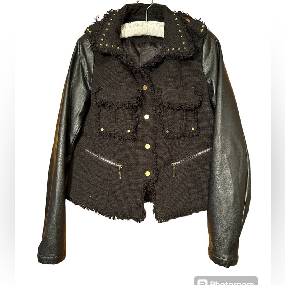 Venus size small tweed faux leather jacket